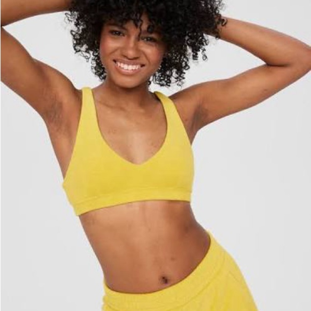 OFFLINE By Aerie - Women's Tan Summer Lights Terry Sport Bra NWOT